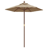 Garden Parasol with Wooden Pole Taupe 196x231 cm - Front View