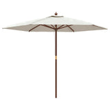 Garden Parasol with Wooden Pole Sand 299x240 cm - Front View