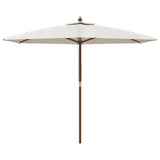 Garden Parasol with Wooden Pole Sand 299x240 cm - Side View