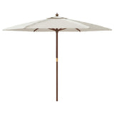 Garden Parasol with Wooden Pole Sand 299x240 cm - Top-Down View