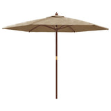 Garden Parasol with Wooden Pole Taupe 299x240 cm - Front View