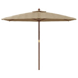Garden Parasol with Wooden Pole Taupe 299x240 cm - Side View