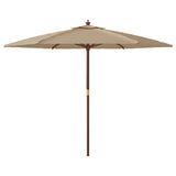 Garden Parasol with Wooden Pole Taupe 299x240 cm - Top-Down View