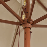 Garden Parasol with Wooden Pole Taupe 299x240 cm
