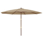 Garden Parasol with Wooden Pole Taupe 400x273 cm