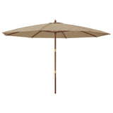 Garden Parasol with Wooden Pole Taupe 400x273 cm - Front View