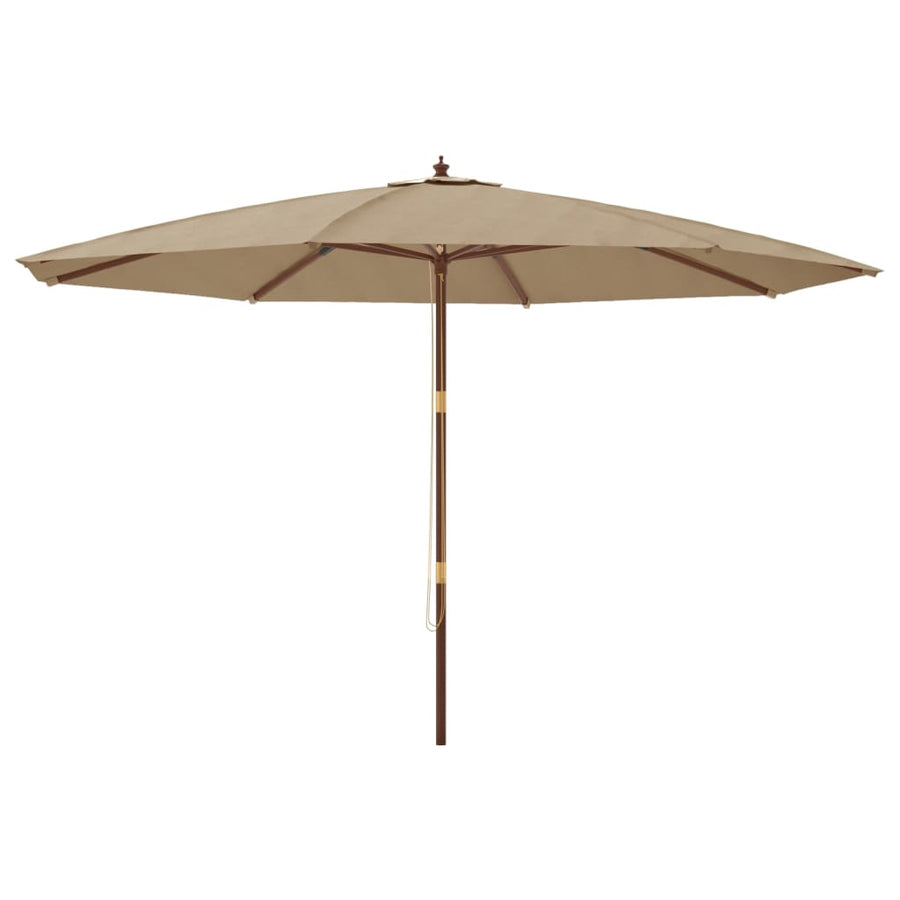 Garden Parasol with Wooden Pole Taupe 400x273 cm