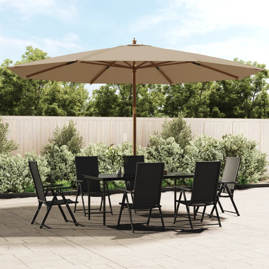 Garden Parasol with Wooden Pole Taupe 400x273 cm