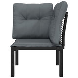 Garden Corner Chair with Cushions Black and Grey Poly Rattan - Top-Down View
