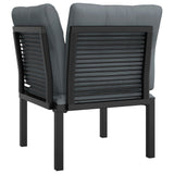 Garden Corner Chair with Cushions Black and Grey Poly Rattan - 45-Degree Angle