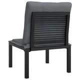 Garden Chair with Cushions Black and Grey Poly Rattan - 45-Degree Angle