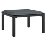 Garden Footstool with Cushion Black and Grey Poly Rattan