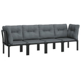 4 Piece Garden Lounge Set Black and Grey Poly Rattan - Front View
