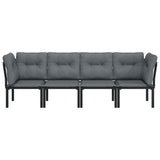 4 Piece Garden Lounge Set Black and Grey Poly Rattan
