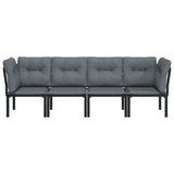 4 Piece Garden Lounge Set Black and Grey Poly Rattan - Side View