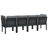 4 Piece Garden Lounge Set Black and Grey Poly Rattan