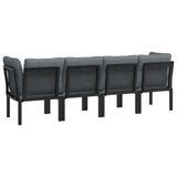 4 Piece Garden Lounge Set Black and Grey Poly Rattan - 45-Degree Angle