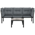 4 Piece Garden Lounge Set Black and Grey Poly Rattan