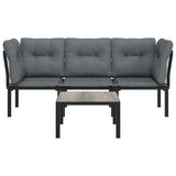 4 Piece Garden Lounge Set Black and Grey Poly Rattan - Side View