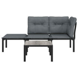 4 Piece Garden Lounge Set Black and Grey Poly Rattan