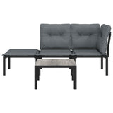 4 Piece Garden Lounge Set Black and Grey Poly Rattan - Side View