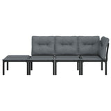 4 Piece Garden Lounge Set Black and Grey Poly Rattan