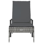 Sun Lounger with Cushion Grey Poly Rattan
