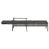 Sun Lounger with Cushion Grey Poly Rattan - 45-Degree Angle