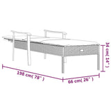 Sun Lounger with Cushion Grey Poly Rattan - Extra Image