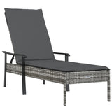 Sun Loungers 2 pcs with Table and Cushions Grey Poly Rattan - 45-Degree Angle