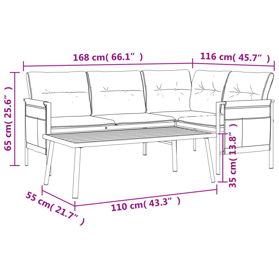 2 Piece Garden Lounge Set Anthracite Steel