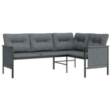 Garden Corner Sofa Anthracite Steel and Textilene - Front View