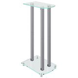 Speaker Stands 2 pcs Silver Tempered Glass 3 Pillars Design - Top-Down View