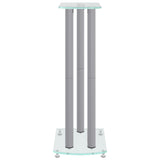 Speaker Stands 2 pcs Silver Tempered Glass 3 Pillars Design