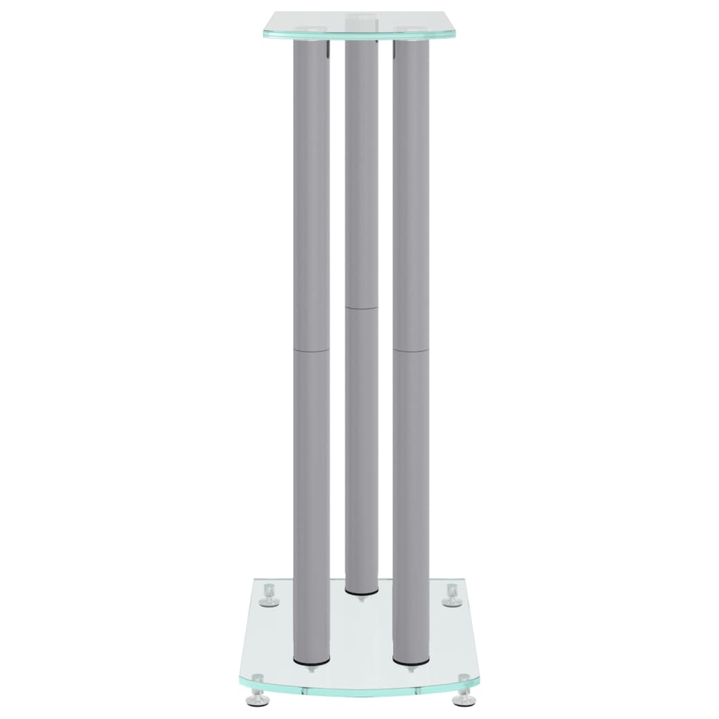 Speaker Stands 2 pcs Silver Tempered Glass 3 Pillars Design