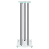 Speaker Stands 2 pcs Silver Tempered Glass 3 Pillars Design - Rear View