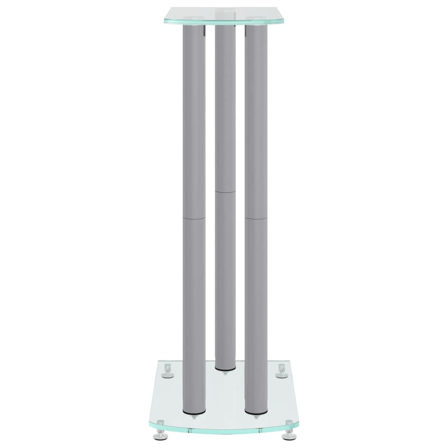 Speaker Stands 2 pcs Silver Tempered Glass 3 Pillars Design
