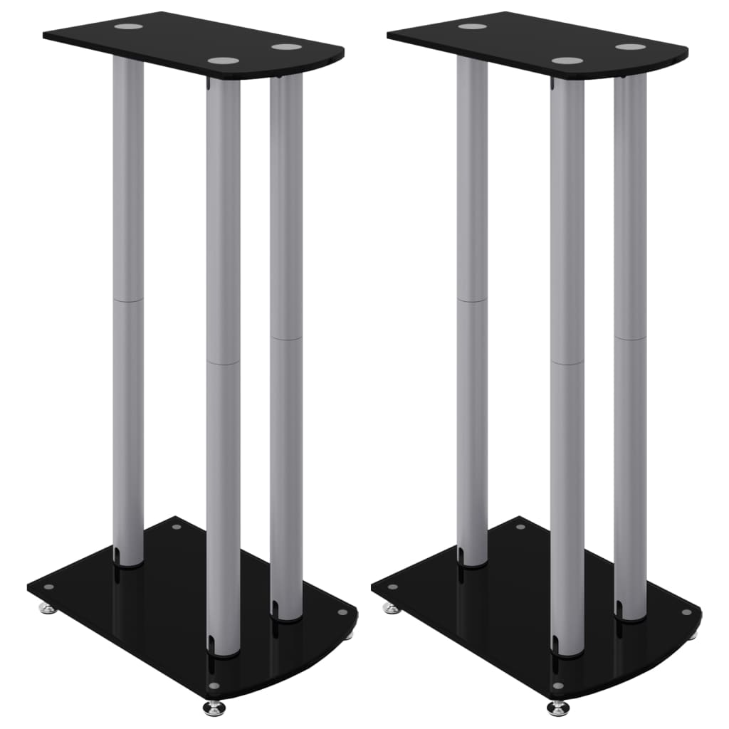 Speaker Stands 2pcs Black&Silver 3 Pillars Design