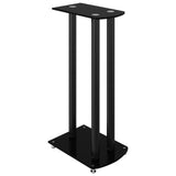 Speaker Stands 2 pcs Black Tempered Glass 3 Pillars Design - Top-Down View
