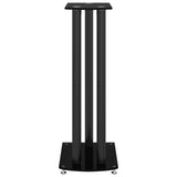 Speaker Stands 2 pcs Black Tempered Glass 3 Pillars Design - Rear View