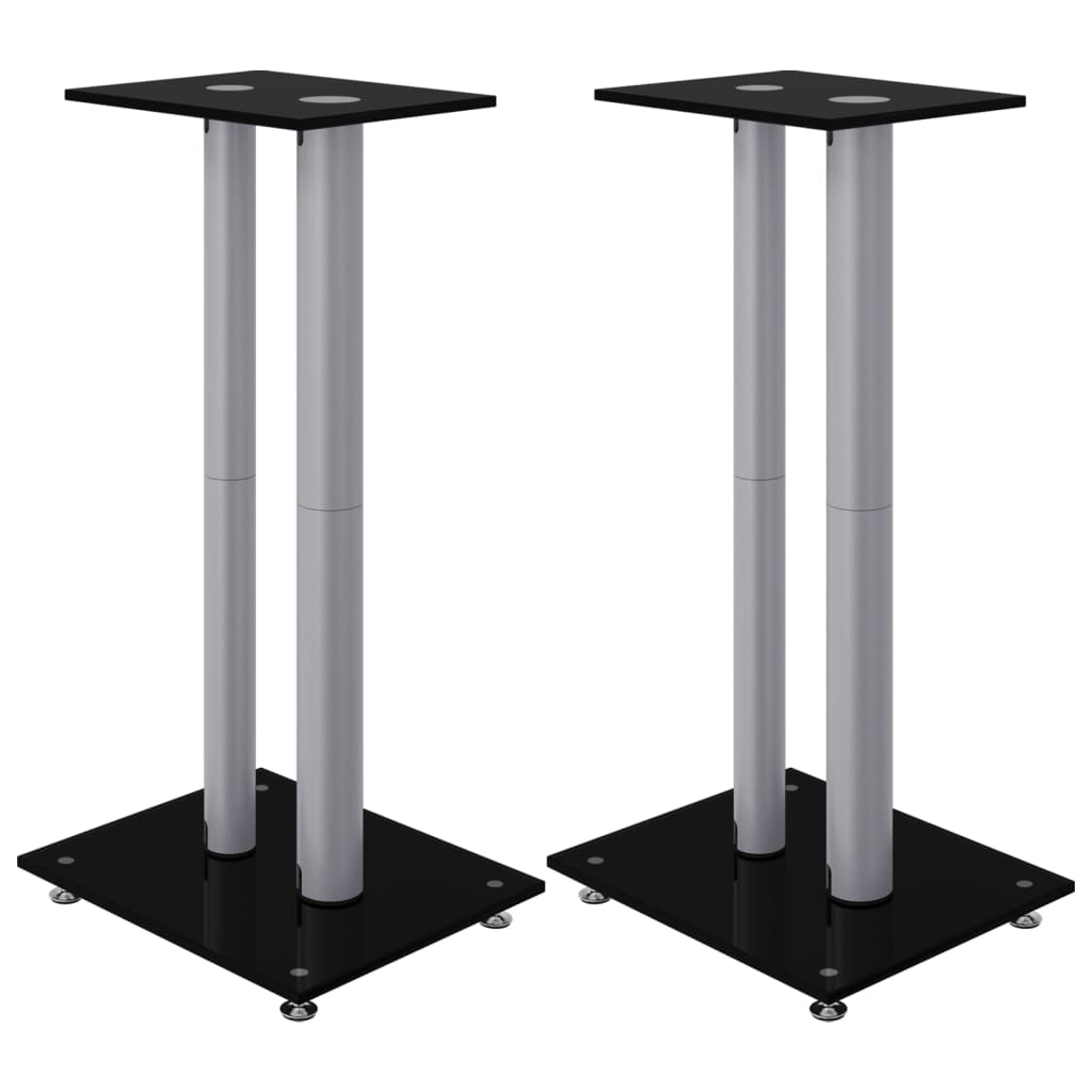 Speaker Stands 2pcs Black&Silver 2 Pillars Design