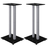 Speaker Stands 2pcs Black&Silver 2 Pillars Design