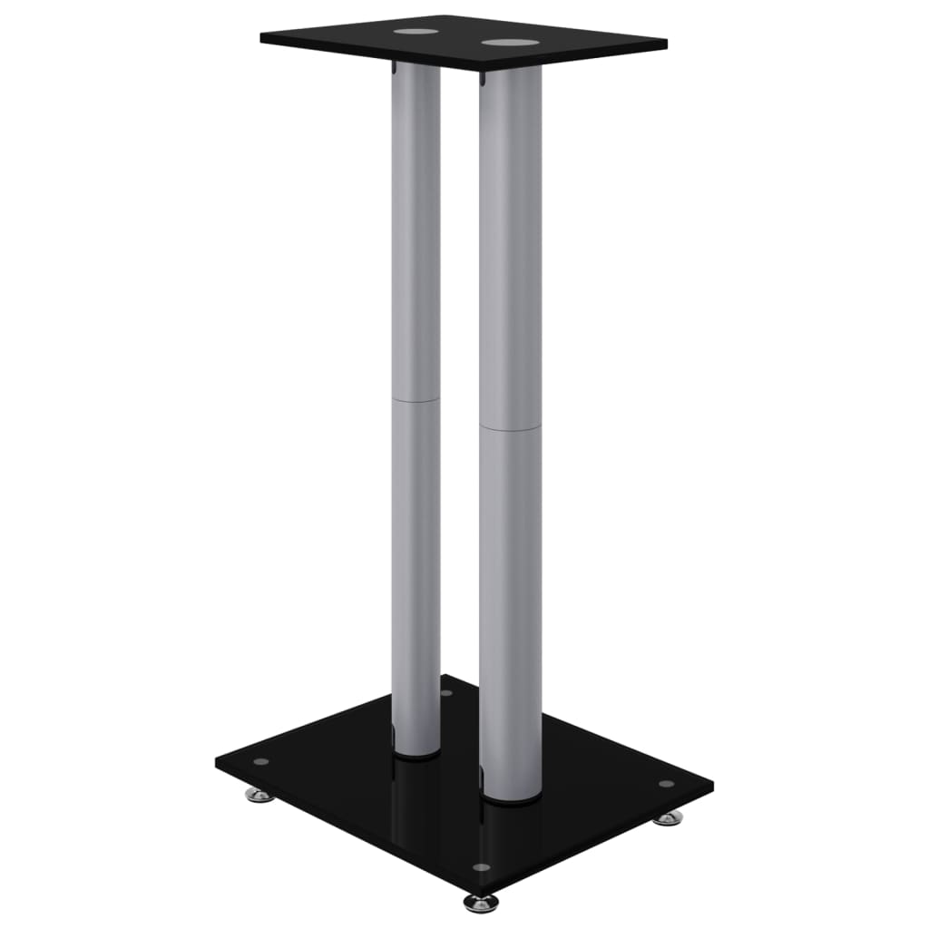 Speaker Stands 2pcs Black&Silver 2 Pillars Design