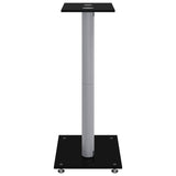 Speaker Stands 2pcs Black&Silver Tempered Glass 2 Pillars Design - Rear View