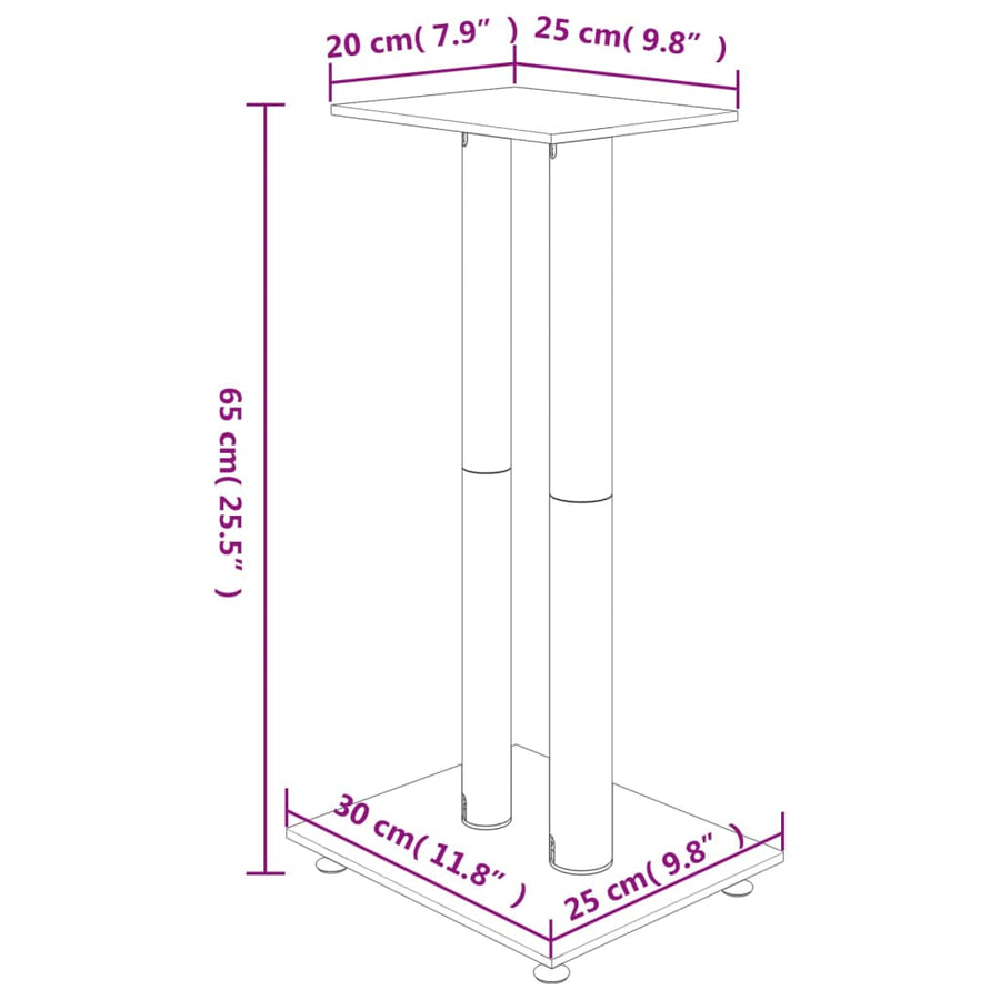 Speaker Stands 2pcs Black&Silver 2 Pillars Design