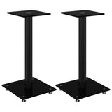 Speaker Stands 2 pcs Black Tempered Glass 1 Pillar Design - Front View