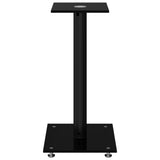 Speaker Stands 2 pcs Black Tempered Glass 1 Pillar Design - 45-Degree Angle