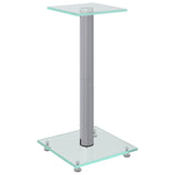 Speaker Stands 2 pcs Silver Tempered Glass 1 Pillar Design - Side View