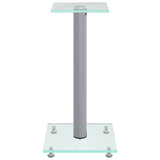 Speaker Stands 2 pcs Silver Tempered Glass 1 Pillar Design - Top-Down View
