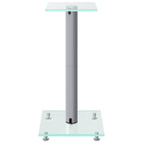 Speaker Stands 2 pcs Silver Tempered Glass 1 Pillar Design - 45-Degree Angle